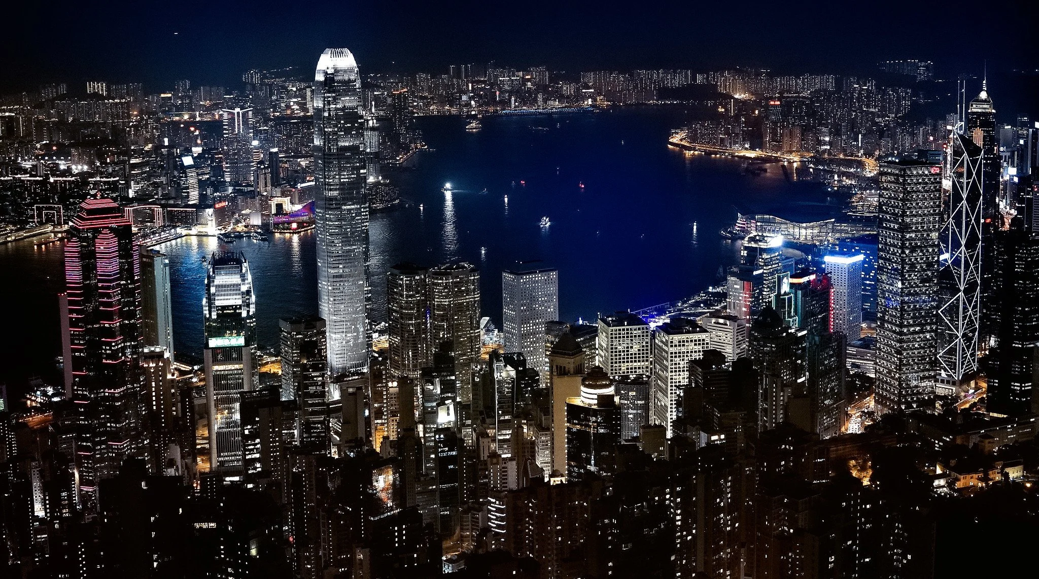 Hong Kong skyline and Victoria Harbour at dusk